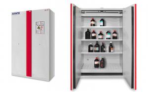 ARMARIO ALTO DE SEGURIDAD TIPO 90 PARA PRODUCTOS INFLAMABLES 1 PUERTAS Y ESTANTES A. INOX 60x60x205